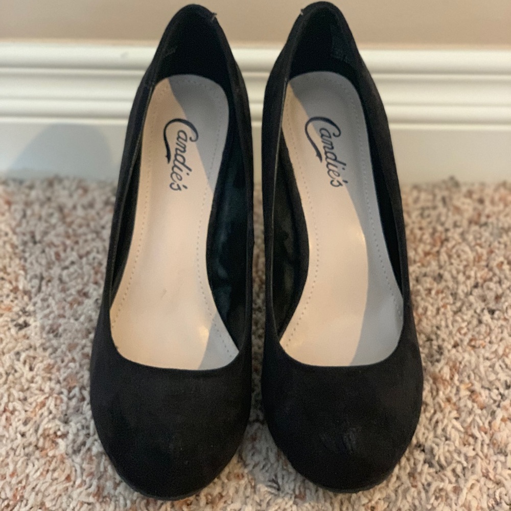 Candies Black Suede Heels - Size 9